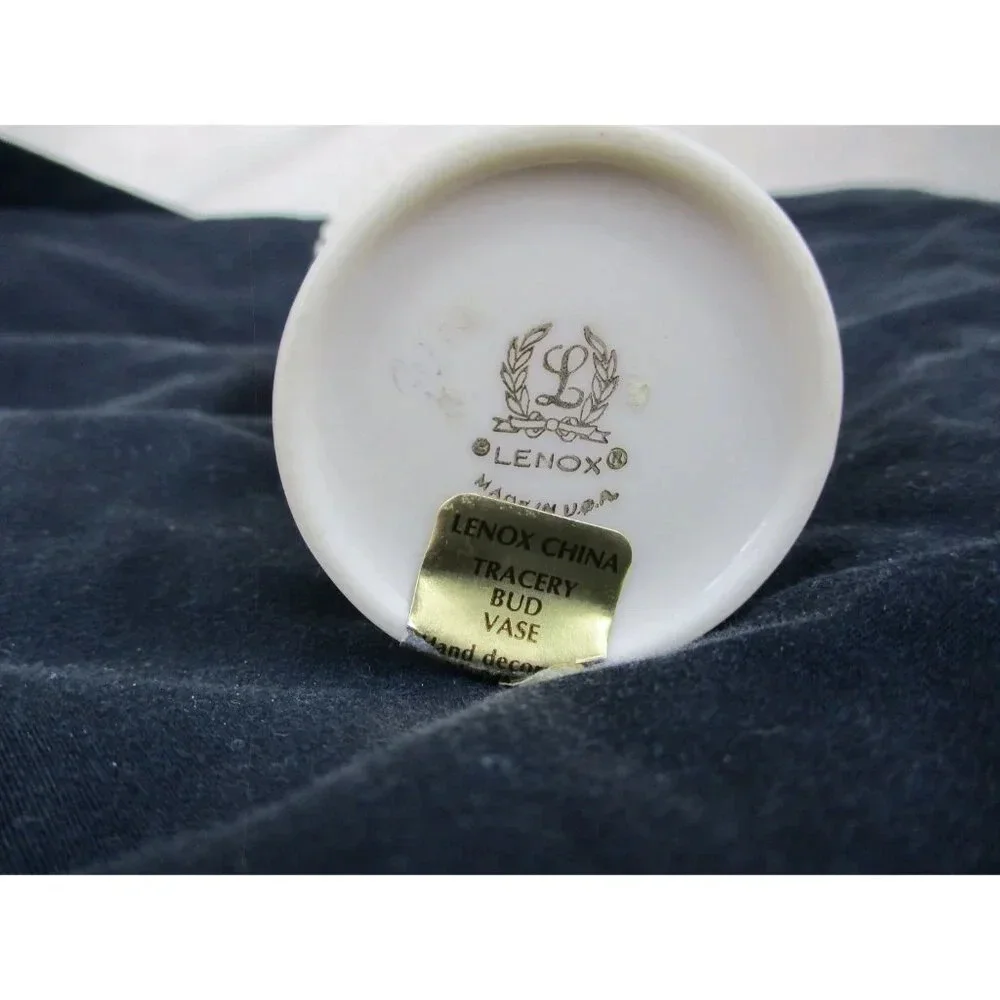 Lenox‎ Bud Vase Gold Painted incense holder White wedding anniversary gift